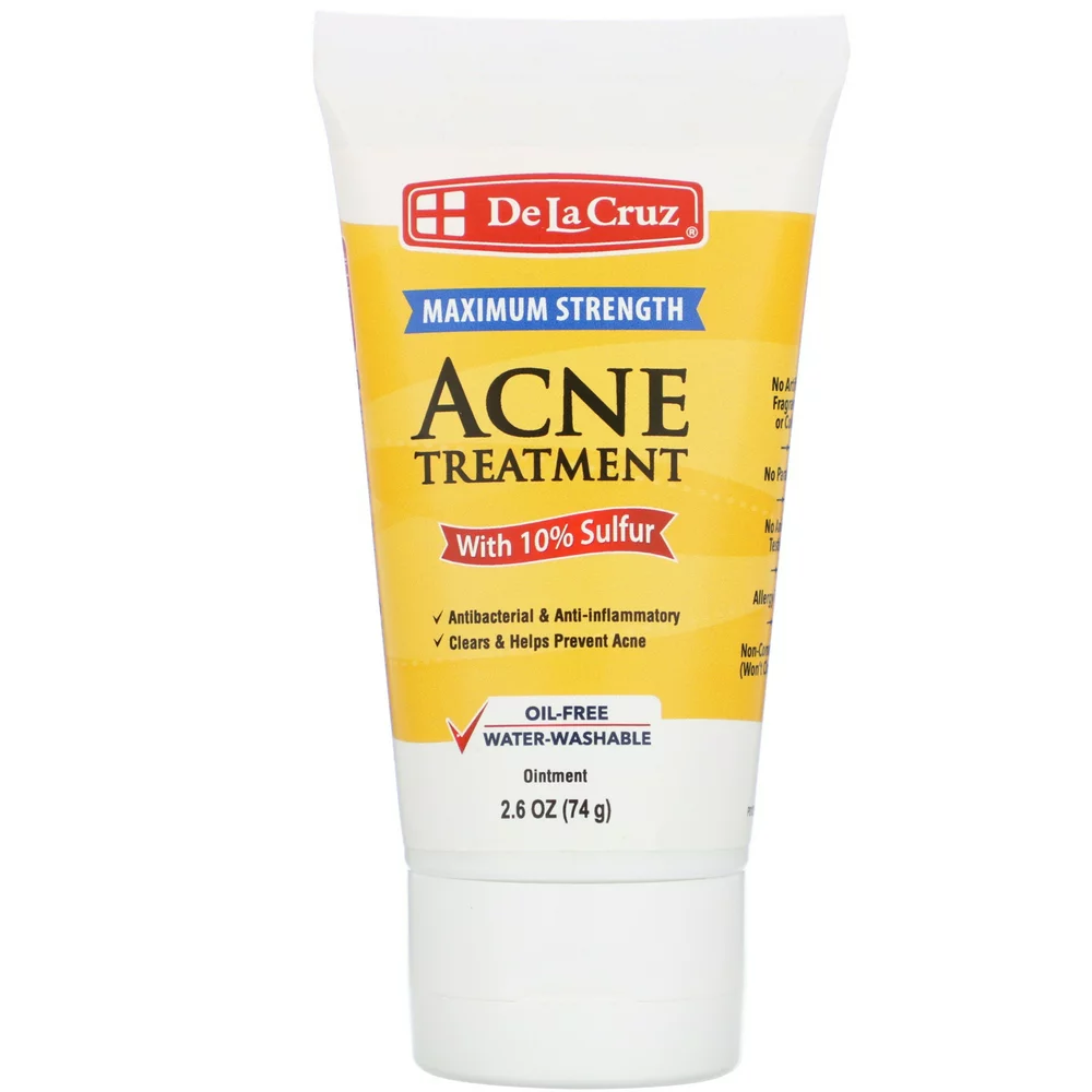 De La Cruz 10% Sulfur Ointment Maximum Strength Acne Treatment 74g