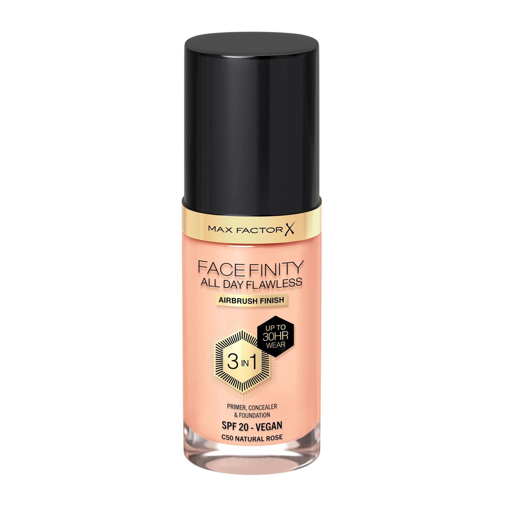 Max Factor Facefinity All Day Flawless 3 in 1 Vegan Foundation - C50 NATURAL ROSE