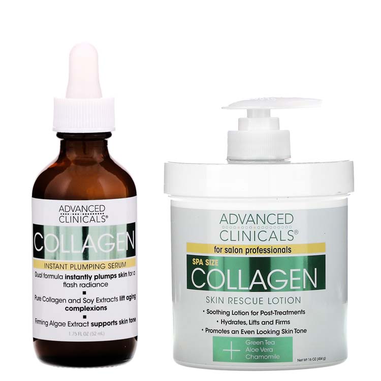 Advanced Clinicals Collagen Instant Plumping Serum + Collagen Skin Rescue Lotion