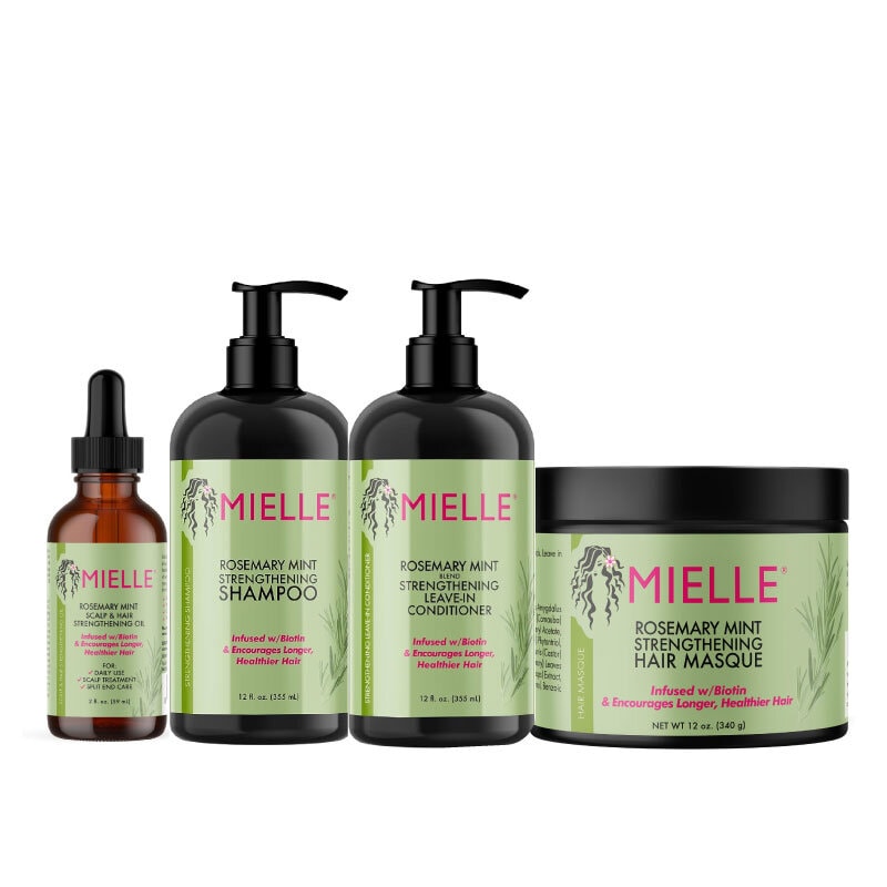 Mielle Rosemary Mint 4pcs Bundle Set [Rosemary Mint Shampoo, Rosemary Mint Oil, Rosemary Mint Leave-In Conditioner, Rosemary Mint Hair Masque]