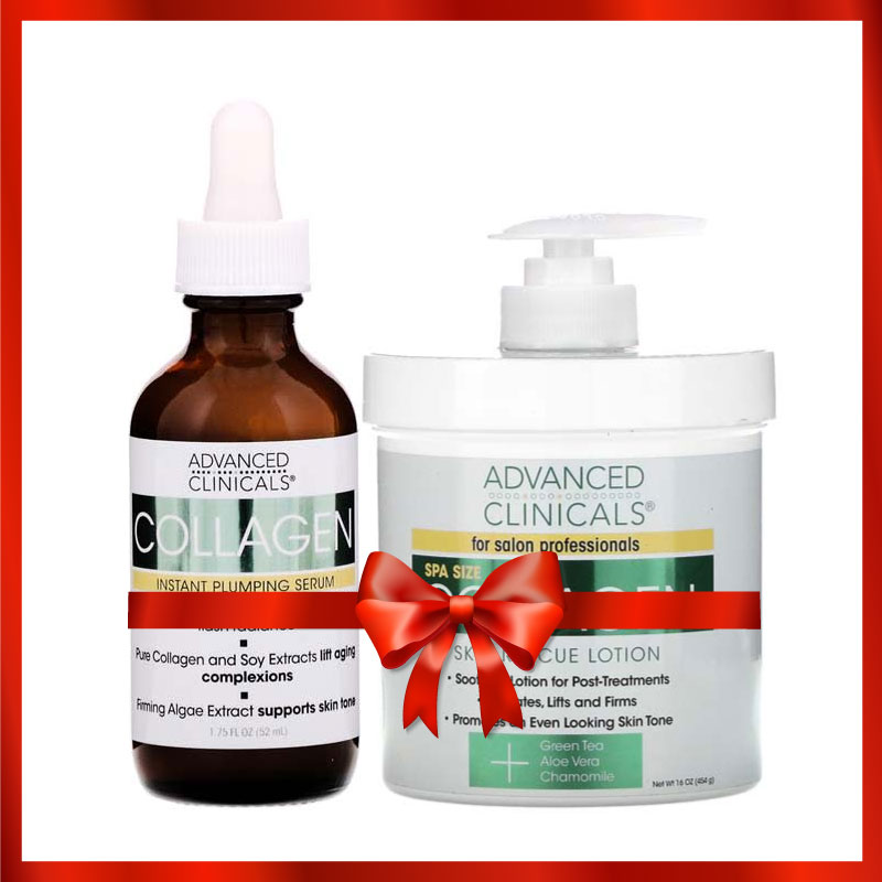 Advanced Clinicals Collagen Instant Plumping Serum + Collagen Skin Rescue Lotion